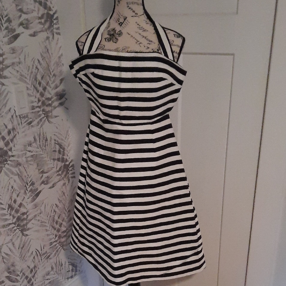 ASOS Black and White Striped Halter Dress